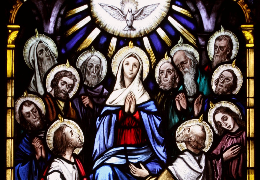 PENTECOST DEPICTED IN STAINED-GLASS WINDOW IN NEW YORK CHURCH