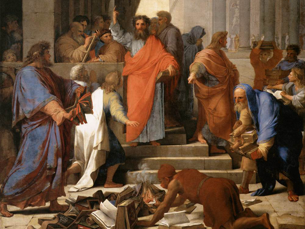 A section of a Painting by Eustache Le Sueur which depicts St Paul preaching the Gospel is held at Musée du Louvre, Paris, France.