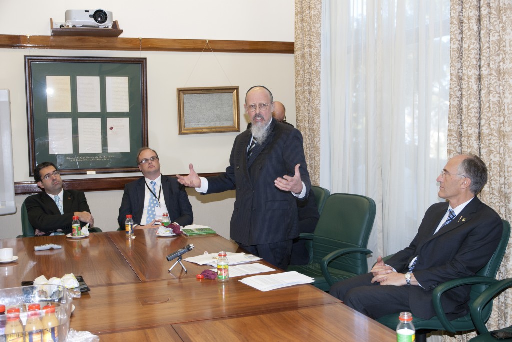 Rabbi Shimon Cowen, the son of former Australian Governor General Sir Zelman Cowen, launches his book Politics and Universal Ethics at Parliament House in Perth on June 20. PHOTO: Matthew Biddle