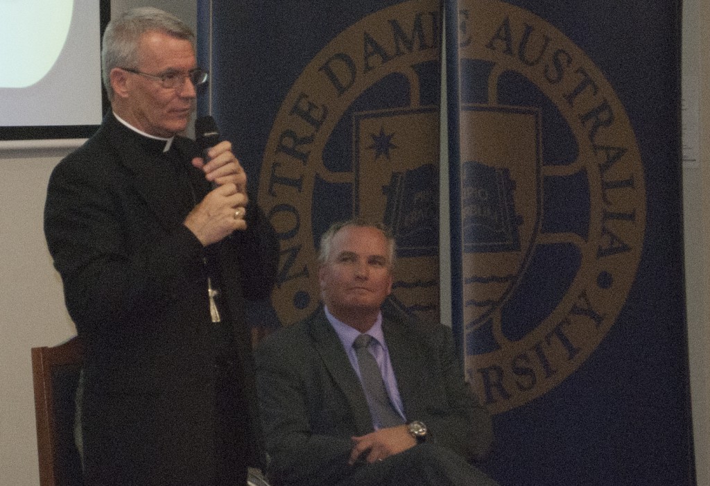 Archbishop Timothy Costelloe SDB gives a talk on the future of catholic education in Western Australia. PHOTO: Matthew Biddle