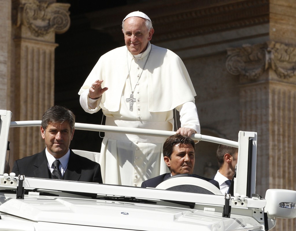 Pope Francis leaves his general audience on Sept. 18 in St. Peter's Square at the Vatican. PHOTO: CNS/Paul Haring