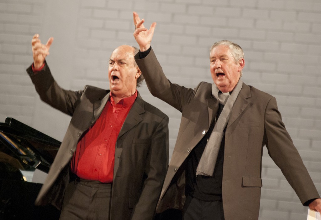 Christopher Waddell, left, and Archbishop Emeritus Barry Hickey performed a powerful duet at the Hour for Sheen concert on September 4. PHOTO: Robert Hiini