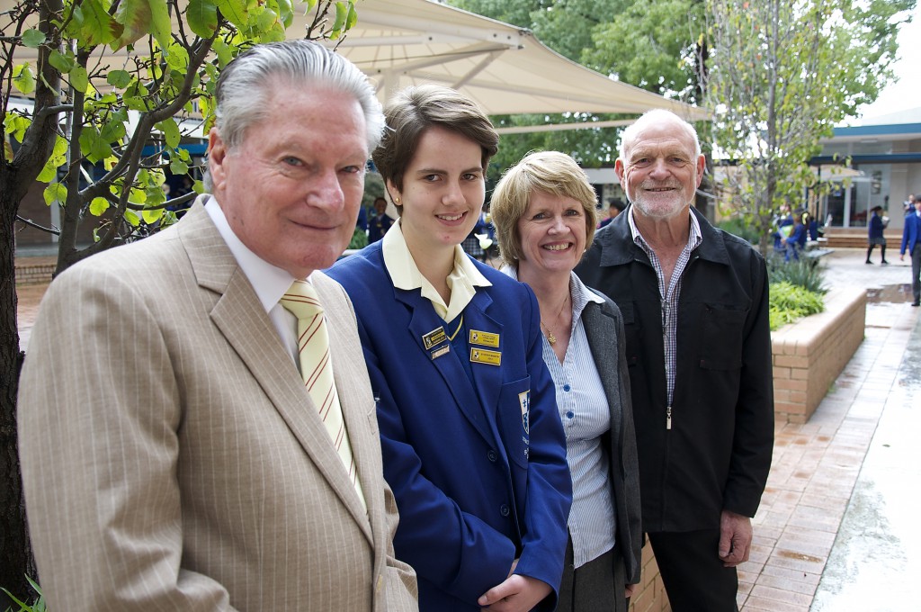 Clare Bradley, second from left, received Catenian support for her recent trip. PHOTO: St Norbert's College