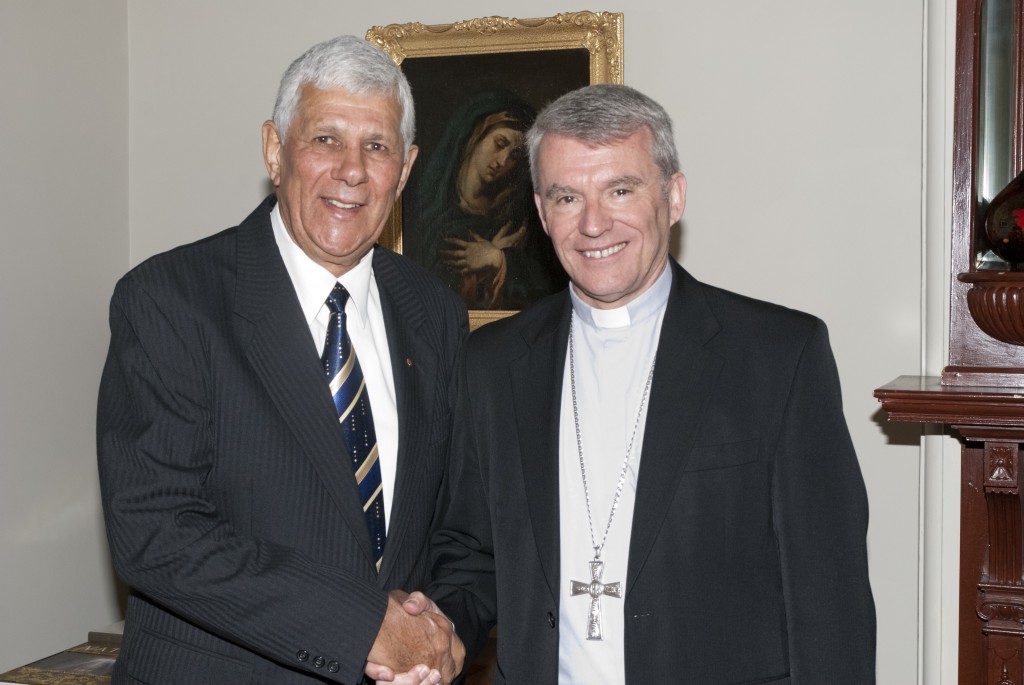 Aboriginal Elder Robert Isaacs met with Archbishop Timothy Costelloe SDB on October 22 to thank the Church in WA for the support it has given to the Aboriginal community, particularly in education and the handing over of buildings and land to traditional owners. With a larger Aboriginal leadership presence, he says, Aboriginals among the lapsed-faithful are more likely to return to church. PHOTO: MATTHEW BIDDLE