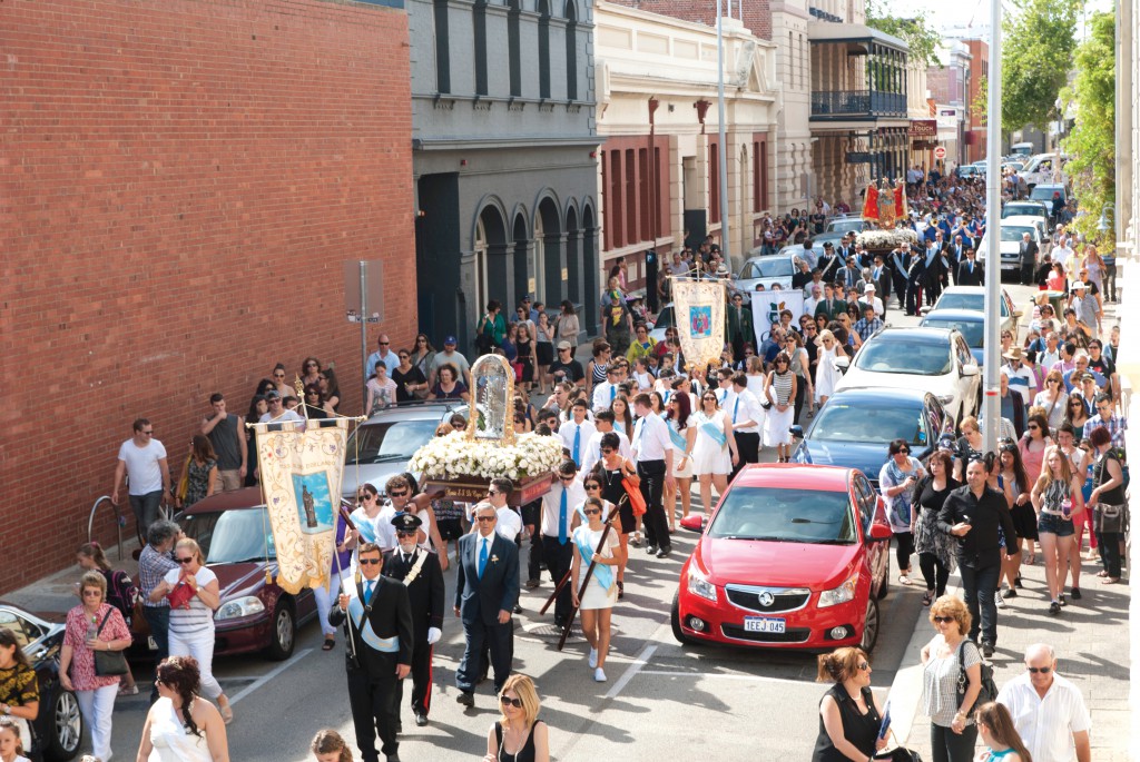 The view from the Moores Building on Henry Street, during the procession. PHOTO: Matthew Biddle