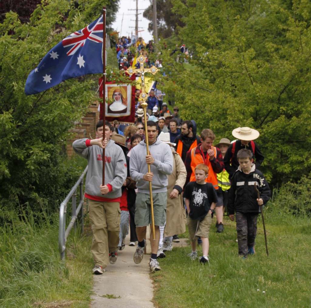 More than 200 people from around Australia make their way towards Bendigo in the 23rd annual Christus Rex Pilgrimage during the last weekend of October. PHOTO: Patrick Giam