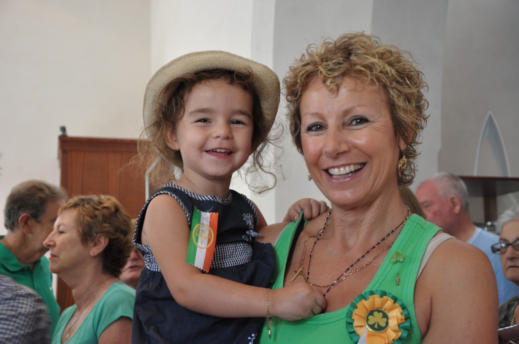 A family affair: Emilia and her grandmother Sandra wearing their metaphorical hearts on their sleeves at the St Parick’s Day Mass at St Mary’s Cathedral on Monday, March 17. PHOTO: Juanita Shepherd