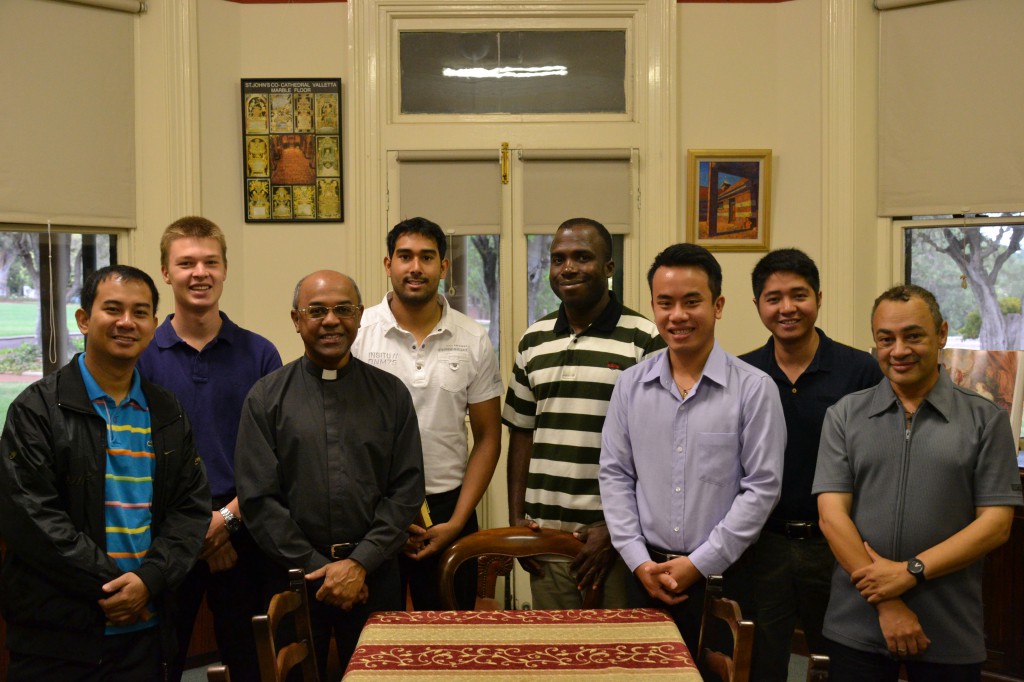 Fr Jean-Noel Marie, St Charles’ Seminary’s vice-rector, with the newest additions to the St Charles’ community.