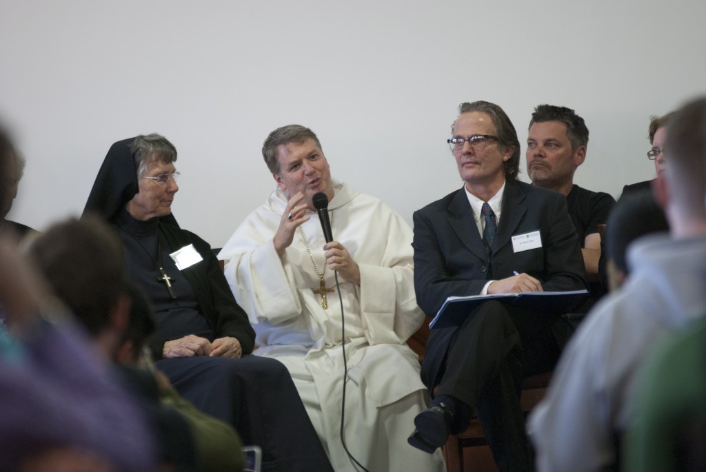 Bishop of Parramatta, Anthony Fisher OP speaking at the Tradition conference at UNDA Sydney, last year. Photo: Robert Hiini