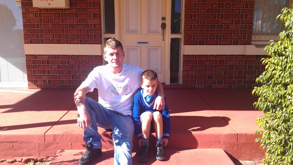 Vincent with Josh, a young homeless man he met when visiting Passages Resouce Centre in Northbridge last year. PHOTO: SUPPLIED