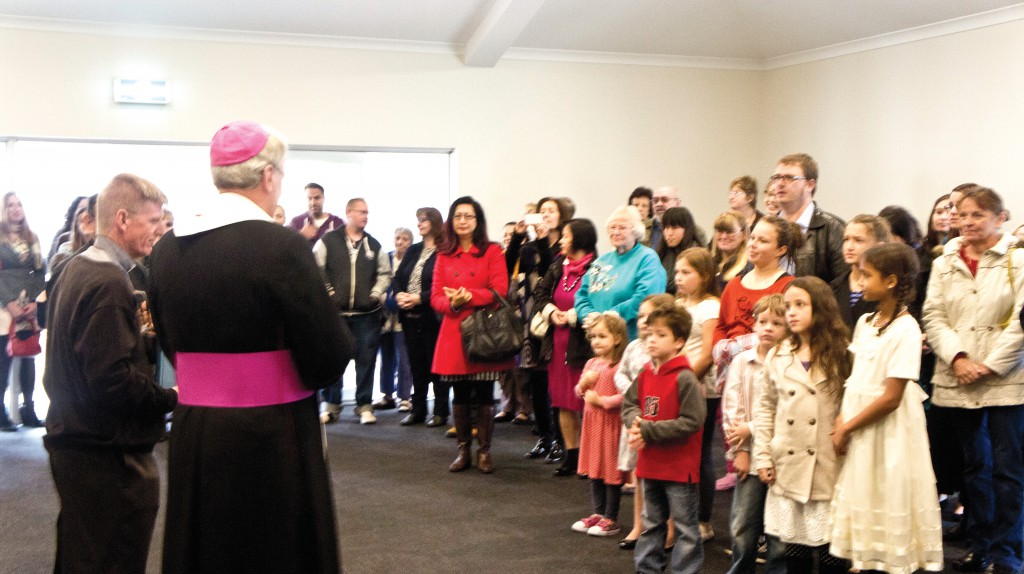 Bishop Don Sproxton blessed the new parish centre at Glendalough on June 1. PHOTO: Philomena Chandramoghan