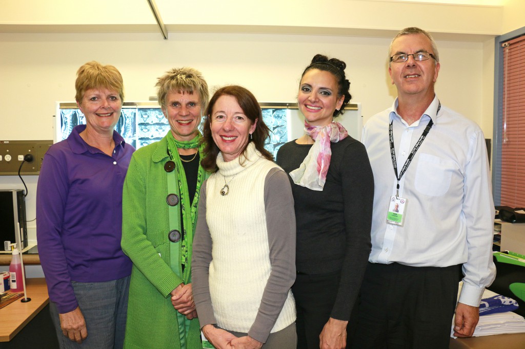 Advanced Practitioner Physiotherapists at Sir Charles Gairdner Hospital - Jan Mountford, Brigitte Tampin, Louise Giglia-Smith, Jennifer Persaud (also a Lecturer in Notre Dame’s School of Physiotherapy); and Head of Physiotherapy at Sir Charles Gairdner Hospital, Ian Cooper. PHOTO: The Western Australian Department of Health 