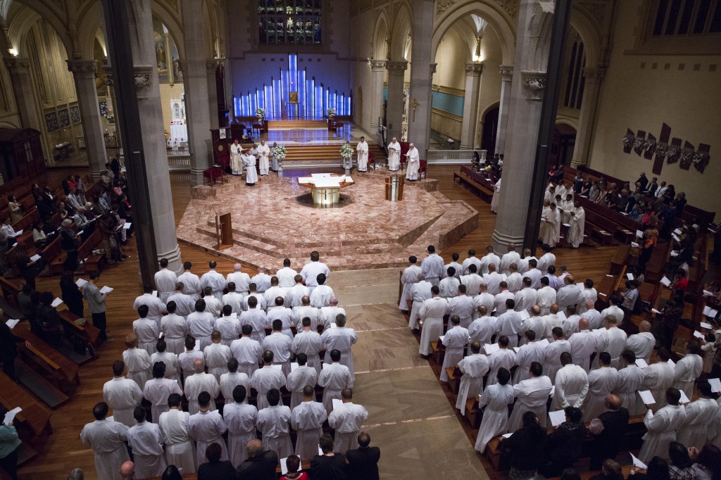 The bi-annual Institutional Mass saw 97 men become instituted into the service of acolyte By Archbishop Timothy Costelloe SDB at St Mary’s Cathedral, September 30.. Photo: Supllied