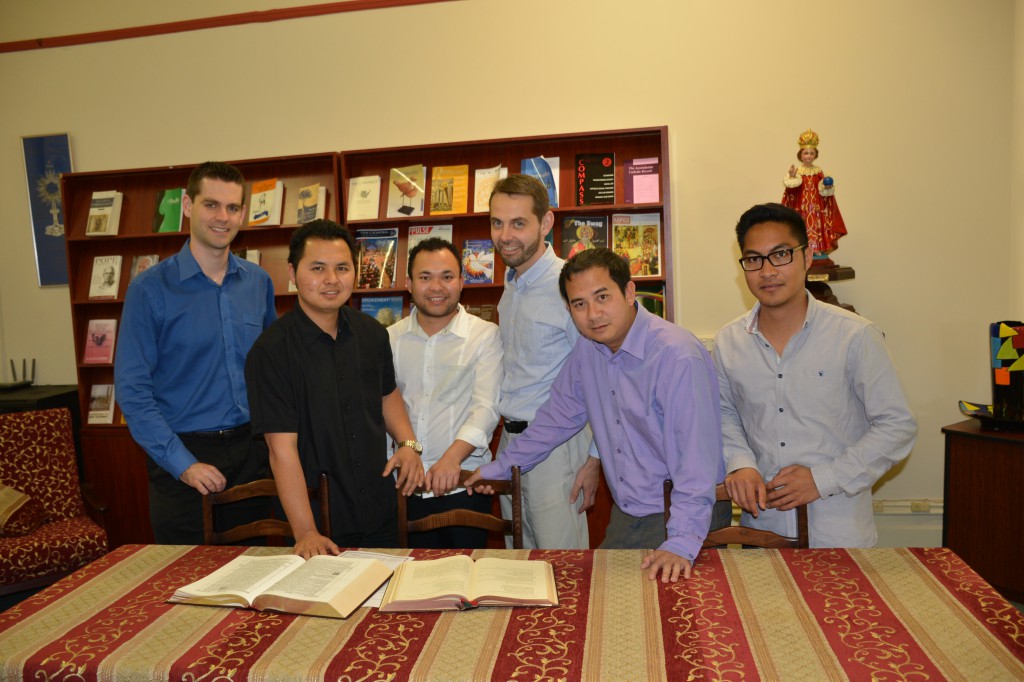 The deacon-elects are, from left, Stephen Gorddard, Simeon San, Garner Vergara, Grant Gorddard, Jeffey Casabuena and Israel Quirit and will be ordained by Archbishop Timothy Costelloe SDB next Friday, 7 November at St Mary’s Cathedral. PHOTO: Jamie O'Brien