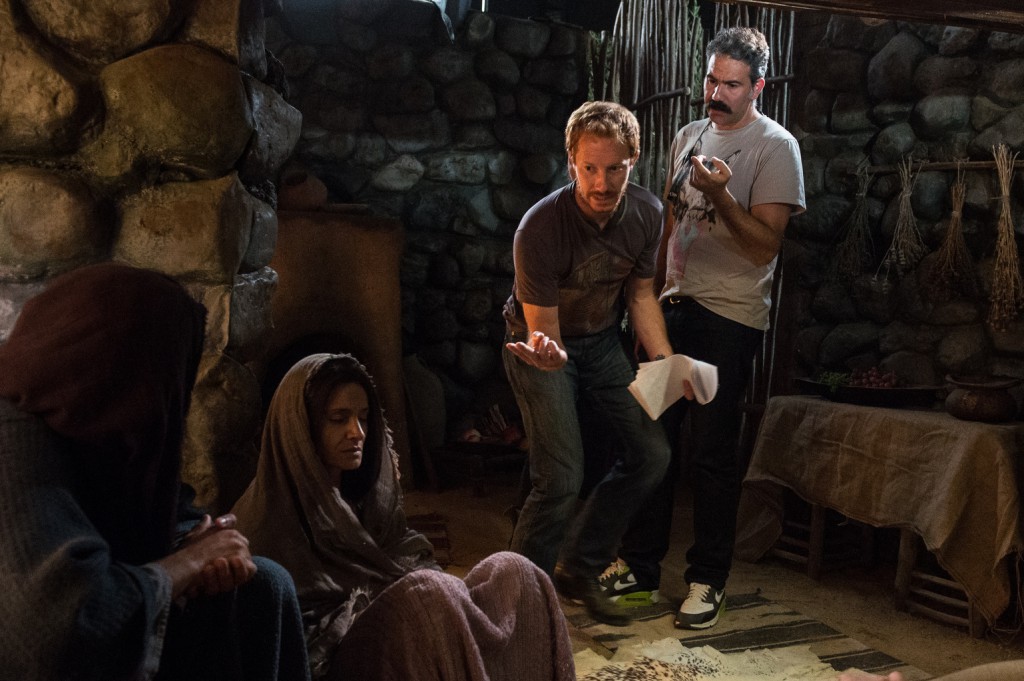 Andrew Hyatt, writer and director of the movie "Full of Grace," gestures on the set. Hyatt, a Catholic who was raised in Longmont, Colo., examines Mary's life after Christ's death and resurrection in a new film in production in Hollywood. PHOTO: CNS/courtesy Full of Grace 