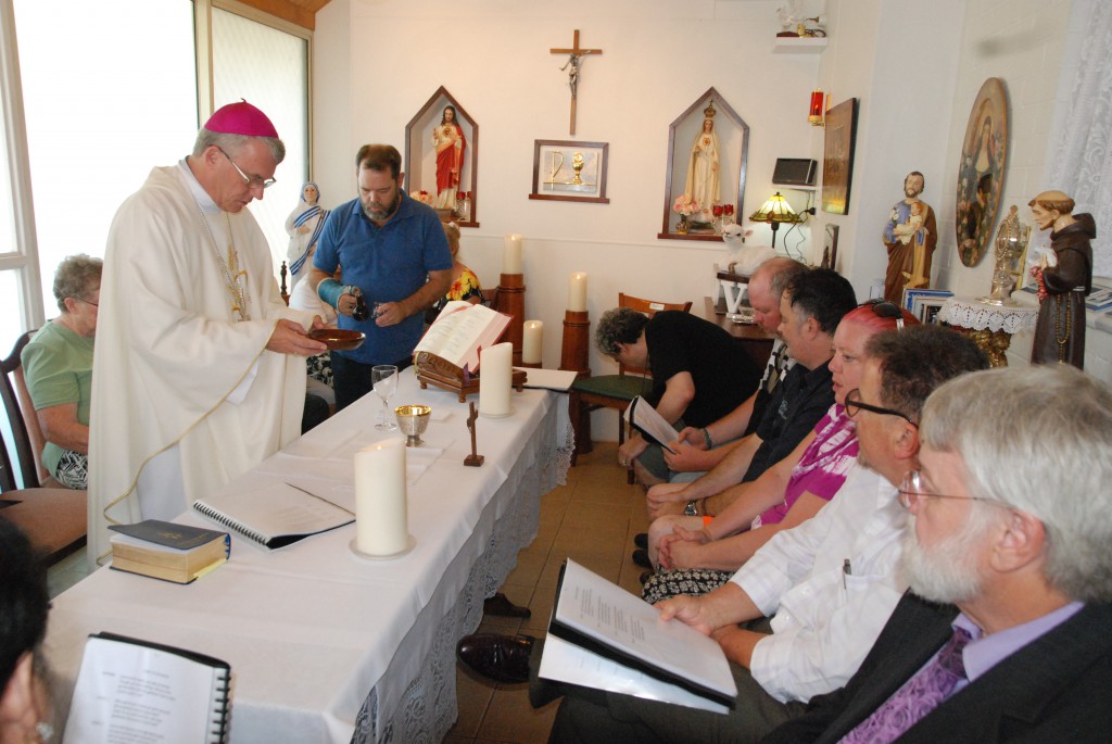 Archbishop celebrates Mass with residents and friends of the community on the fifth anniversary of the founding of their community chapel. PHOTO: Fayann D’Souza