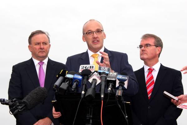 NSW Opposition Leader Luke Foley with Anthony Albanese MP and Michael Daley MP. PHOTO: Courtesy Facebook