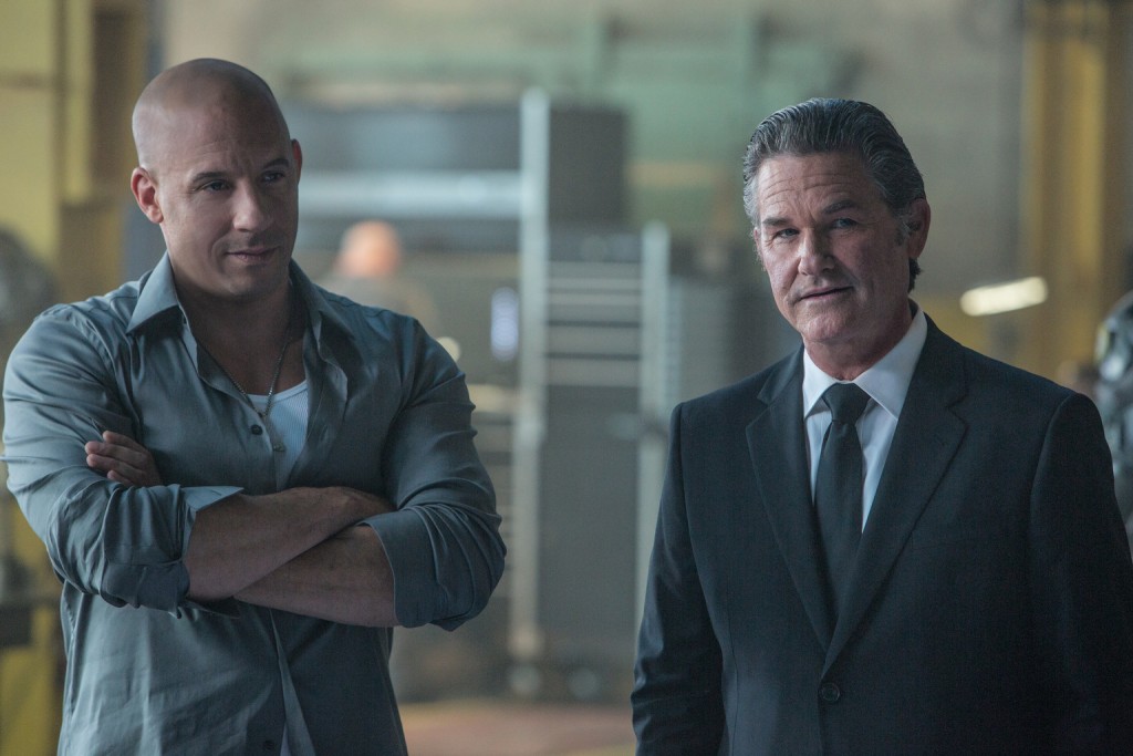 Vin Diesel and Kurt Russell star in a scene from the movie "Furious 7." PHOTO: CNS/Universal