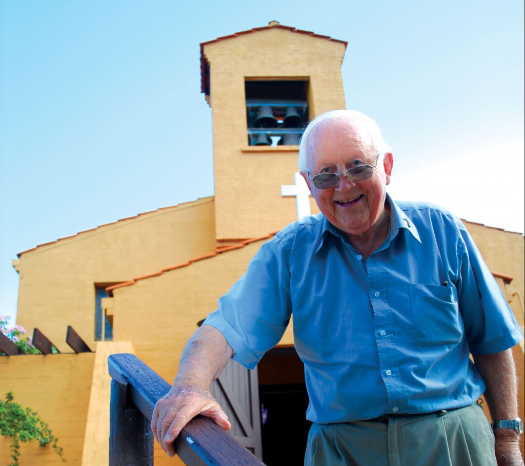 Monsignor Sean O’Shea walks from Holy Trinity Mass Centre on Rottnest Island in 2012. Some 90 people gathered last weekend to celebrate the 40th anniversary of the Holy Trinity Mass Centre. PHOTO: Anthony Barich