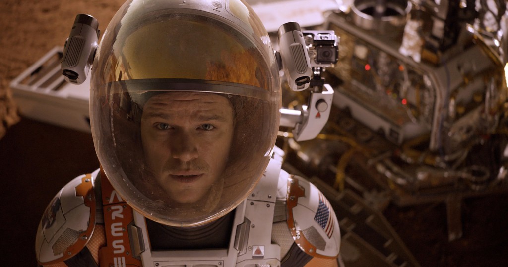 Matt Damon stars in a scene from the movie The Martian. Photo: CNS/courtesy Twentieth Century Fox