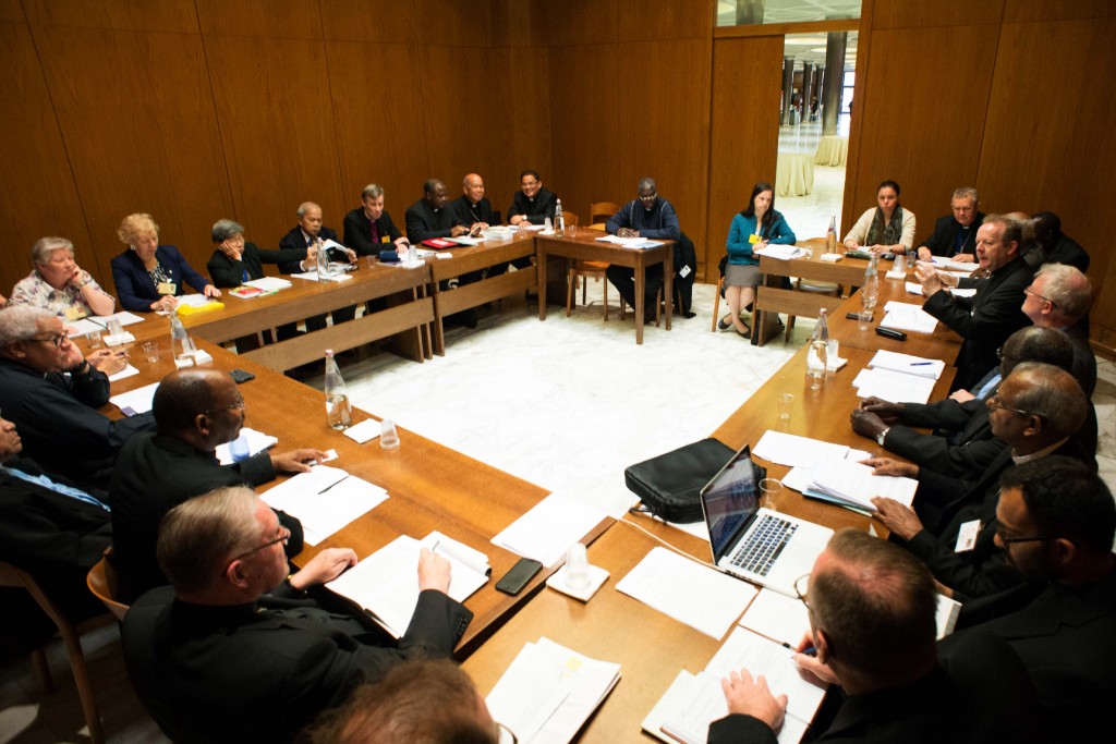 English-speaking delegates at the Synod of Bishops on the Family meet to discuss the working document at the Vatican on 19 October. Photo: CNS/L'Osservatore Romano