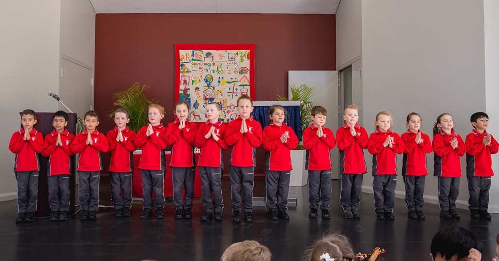 School student’s perform an impressive repertoure of songs at the officla opening of St Elizabeth’s Catholic Primary School in Hocking. PHOTO: Supplied