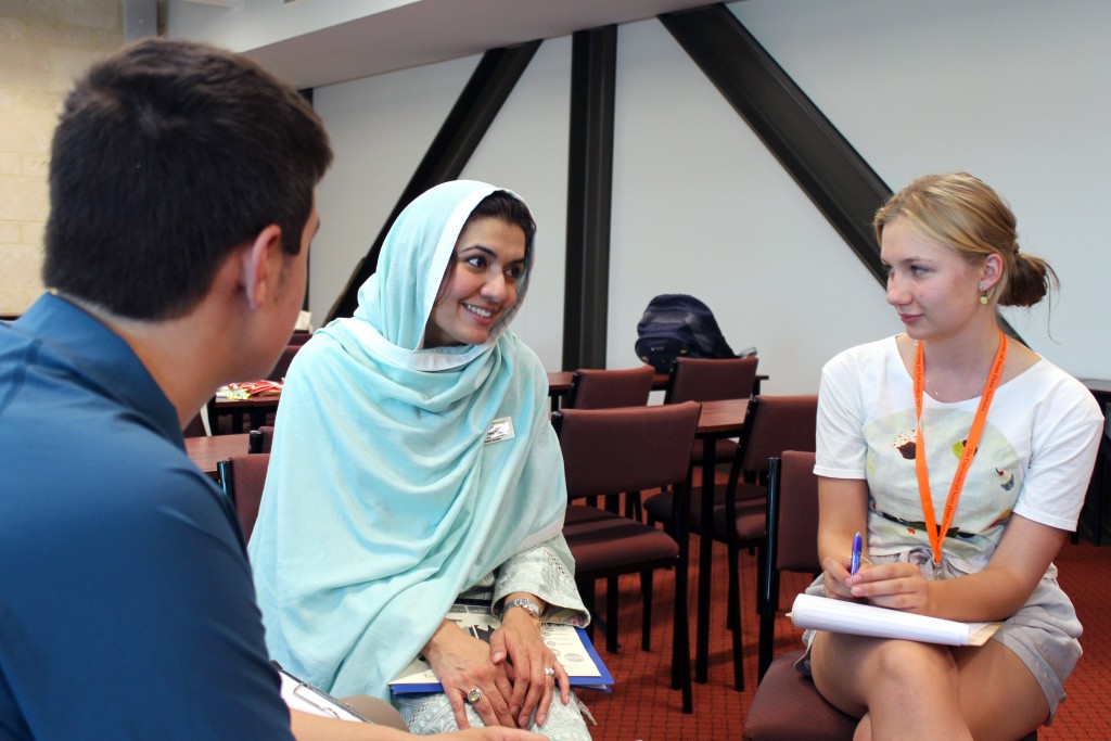 Dr Umneea Ahmad Khan from The University of Western Australia shares her insights with high school students during the Cultural DeCoding program, held at the University of Notre Dame Australia last month. Photo: Supplied.