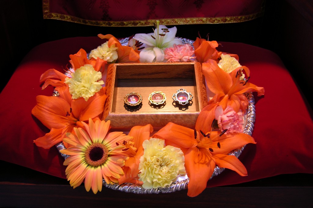 The relics of Pope Pius X, St Peter Chanel and St Mary MacKillop that were placed inside the altar of the Chapel at Redemptoris Mater Seminary in 2005. Photo: Jamie O’Brien.