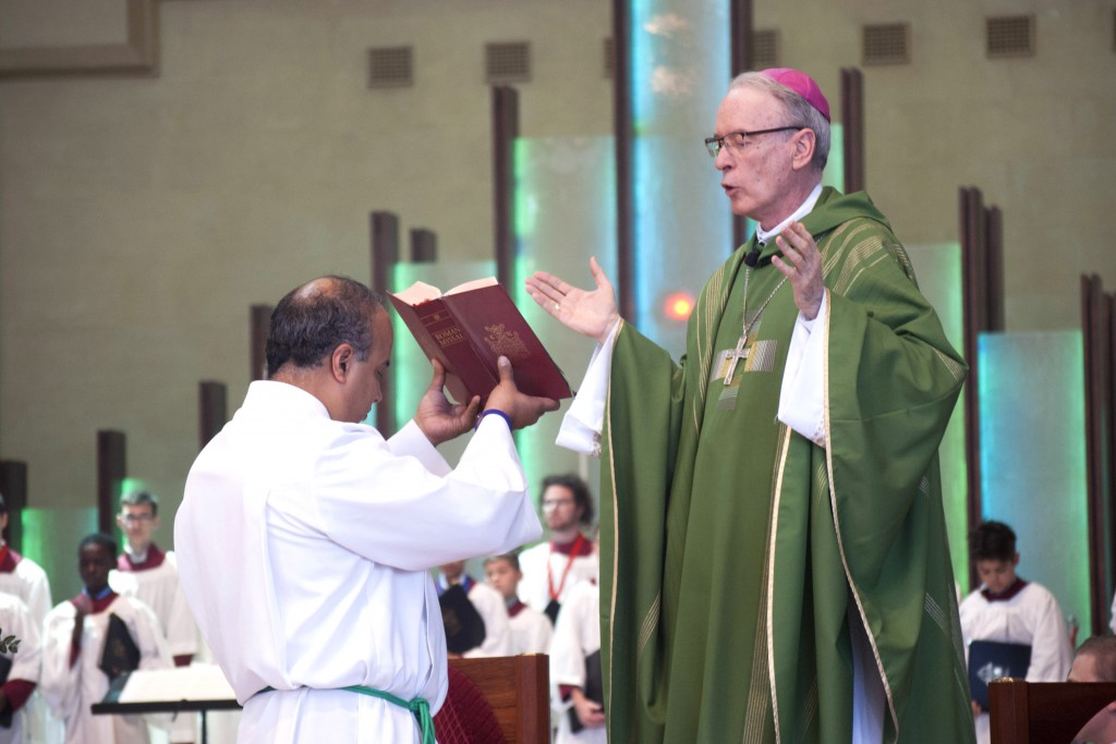 Auxillary Bishop Don Sproxton celebrates Mass at the launch of the 2016 Project Compassion Appeal, held at St Mary’s Cathedral on Sunday, 7 January 2016. Photo: Rachel Curry.