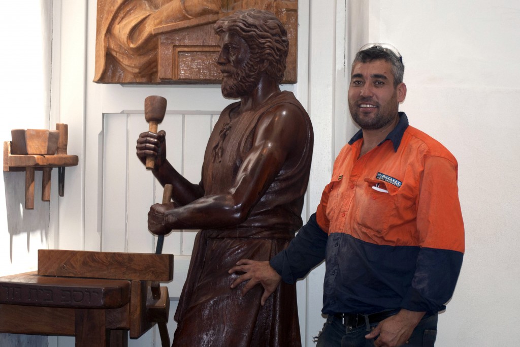 Sculptor Mehdi Rasulle created the statue of St Joseph the Worker for the opening of the rebuilt St Mary’s Cathedral in 2009. Photo: Caroline Smith.
