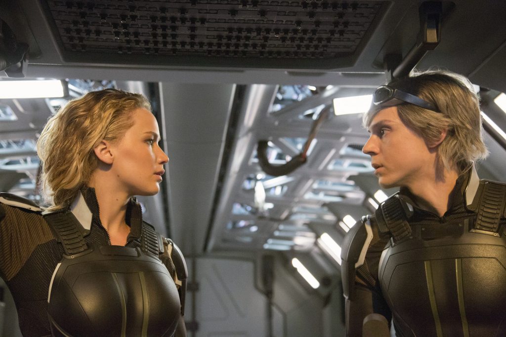 Jennifer Lawrence and Evan Peters star in a scene from the movie X-Men Apocalypse. Photo: CNS/Fox