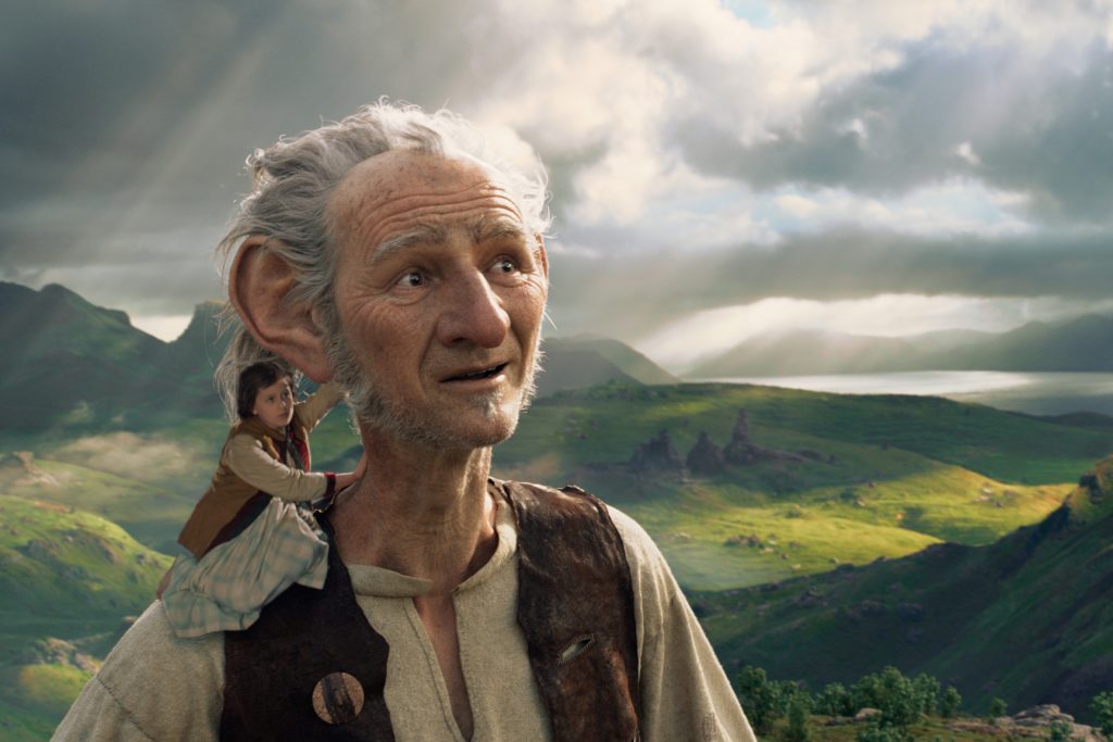 Ruby Barnhill and the Big Friendly Giant, voiced by Mark Rylance, appear in the animated movie, The BFG. Photo: CNS photo/Disney