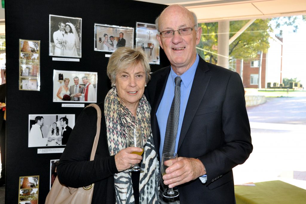 Beth and Peter Dallimore, who were married in the St Thomas Aquinas Chapel, celebrated the anniversary of the chapel by attending Mass and a social gathering on Saturday, 13 August. Photo: Supplied