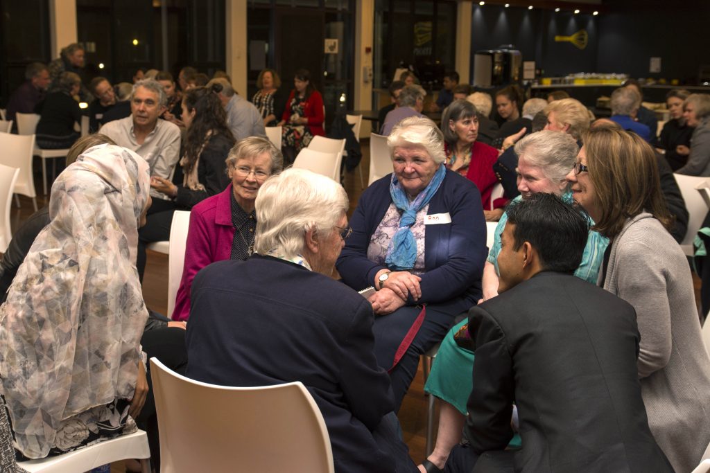 Attendees at the second Is She Safe? gathering hosted by the Catholic Mission Perth Office discuss human trafficking and how they can contribute to solutions. Photo: Rachel Curry