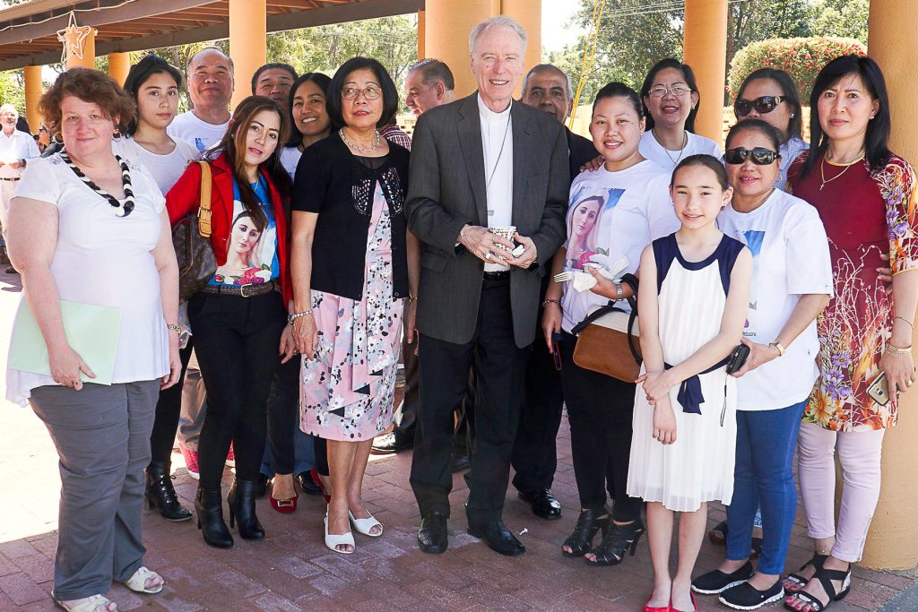 Auxiliary Bishop Donald Sproxton with St Francis of Assisi parishioners on the occasion of the parish’s 60th anniversary. Photos: Supplied