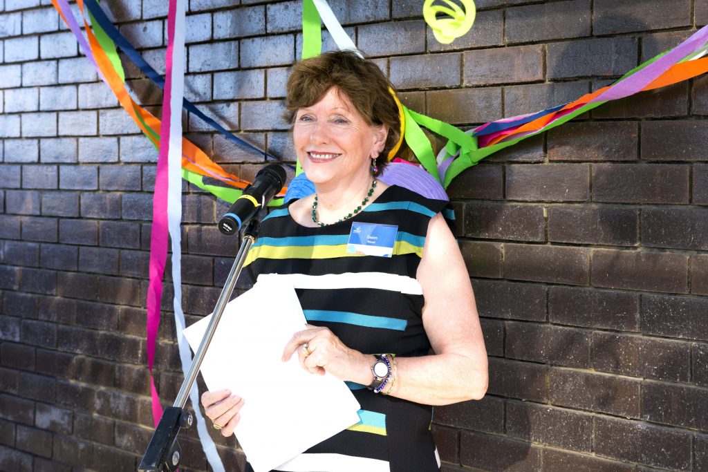 Gwen Wood, Chair of the Board of Centacare Employment and Training, addresses staff, volunteers and special guests at the celebrations on Friday, 18 November. Photo: Rachel Curry