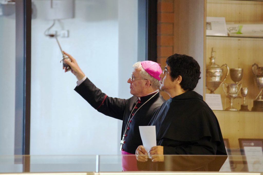 Archbishop Costelloe blesses Trinity College’s new Sports Centre at an opening ceremony which took place on 15 November. Photo: Supplied