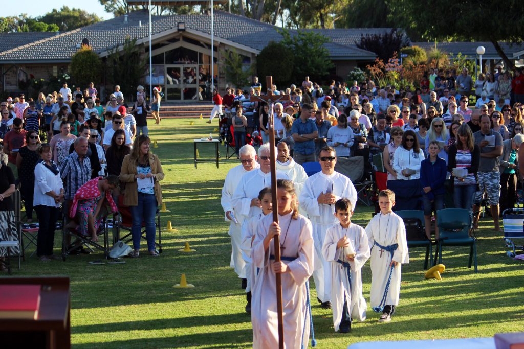 Kolbe Catholic College hosted an open-air Mass on Christmas Eve, celebrated by Father Vijay D’Souza CRS, Assistant Priest at Rockingham’s Our Lady of Lourdes church. Photo: Supplied