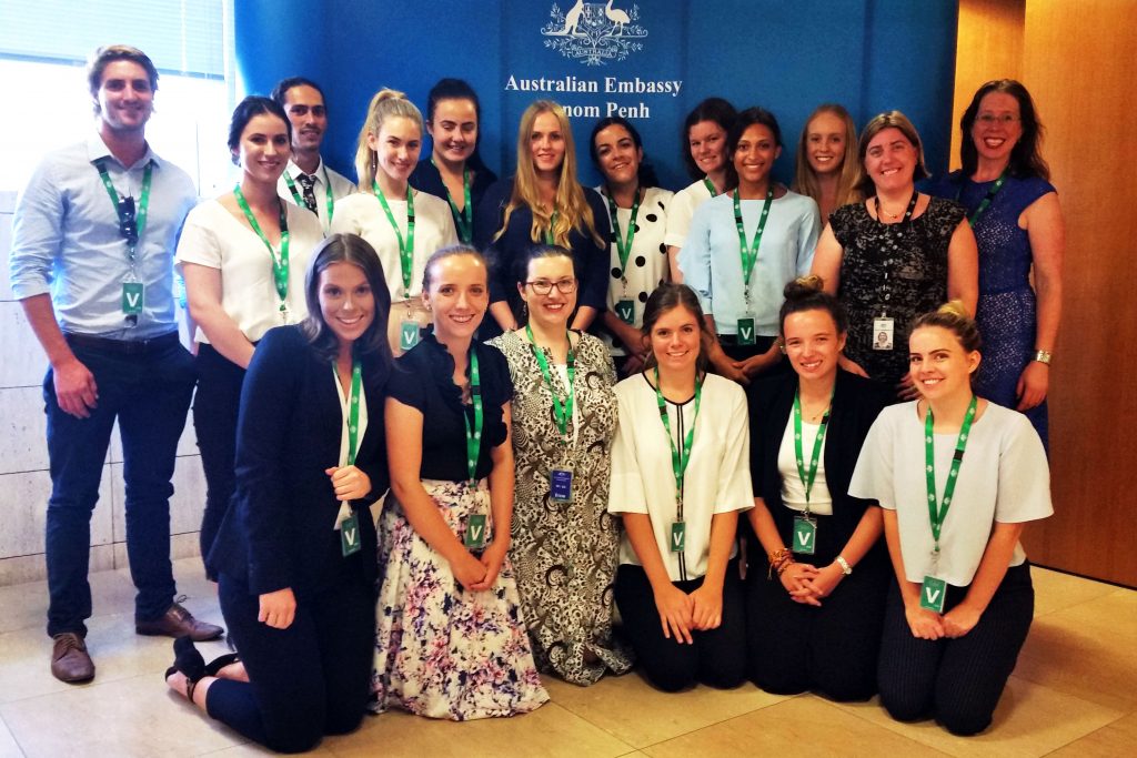 Notre Dame Law students at the Australian Embassy in Phnom Penh. Photo: Supplied