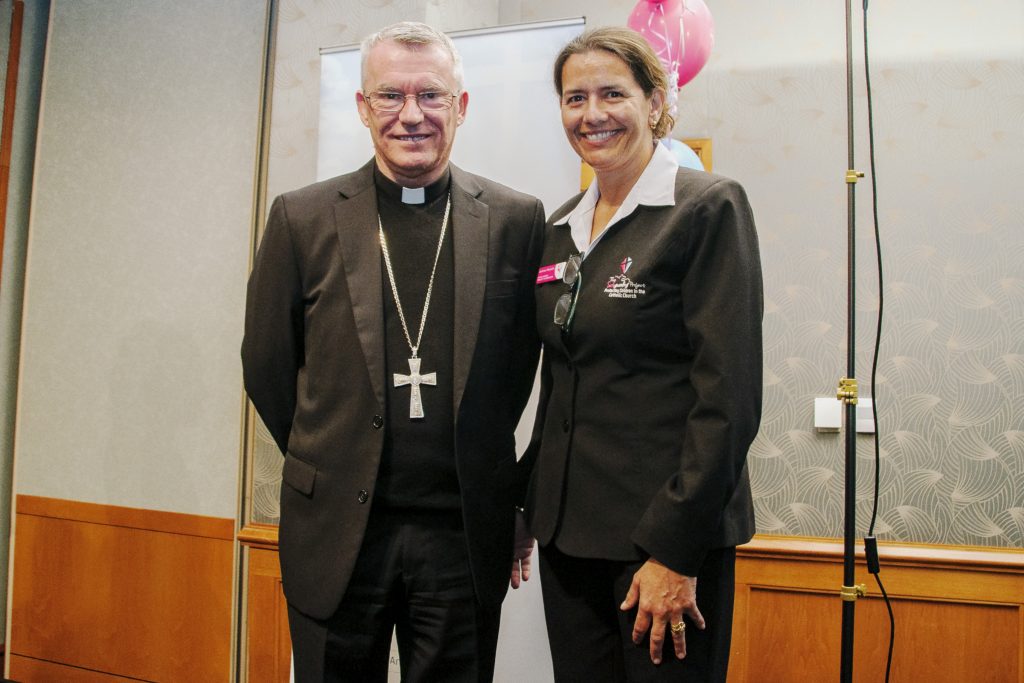 Perth Archbishop Timothy Costelloe with Archdiocesan Safeguarding Project Co-Ordinator Andrea Musulin at the launch of the annual Child Protection Breakfast in 2016. Photo: Jamie O’Brien