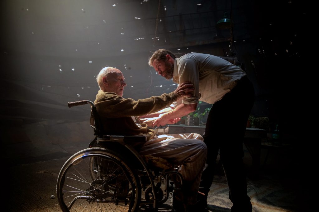 Patrick Stewart and Hugh Jackman star in a scene from the movie "Logan." Photo: CNS photo/Fox