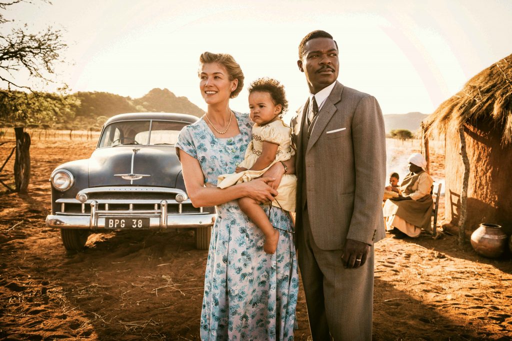 Rosamund Pike, Madison Manowe and David Oyelowo star in a scene from the movie A United Kingdom. Photo: CNS/Fox