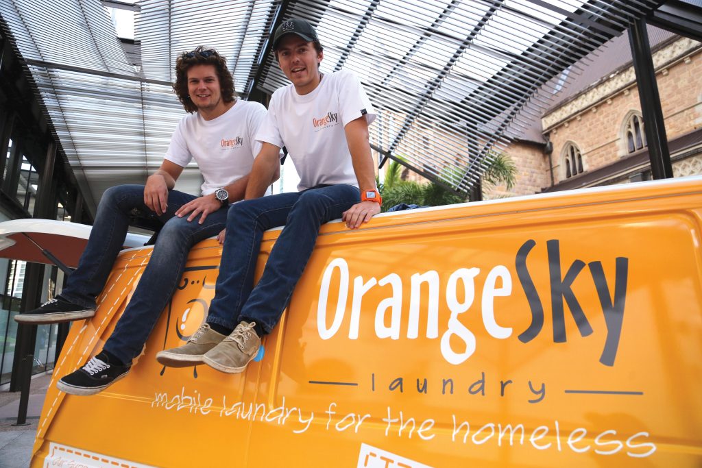 Lucas Patchett and Nic Marchesi have credited their ministry – which includes starting up a mobile laundry service that provides a listening ear and a clean set of clothes to Australian women and men who are homeless - to their exposure to the Church’s outreach work while they were in a Catholic high school. Photo: The Catholic Leader, Brisbane