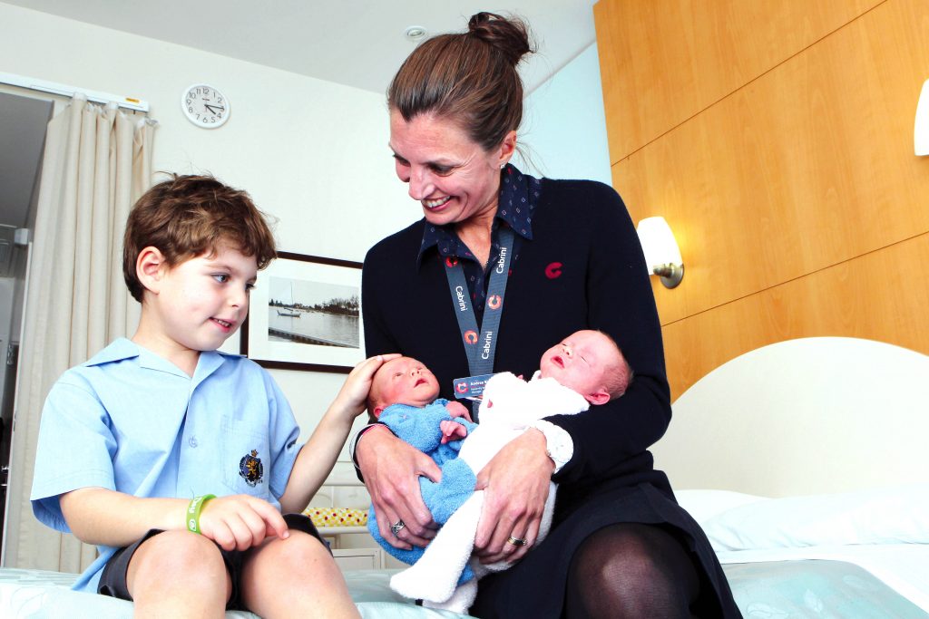 Six-year-old Ben Davidson with Nurse Manager, Andrea Rindt and twins Joseph and Niamh Crawford. Photo: Supplied