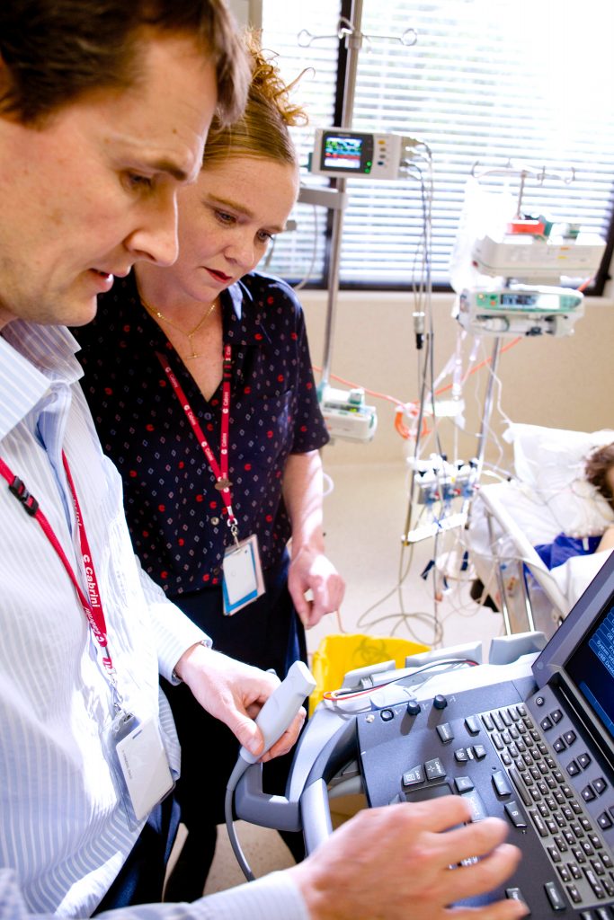 Nurse Manager, Jill Saville, with Dr Jonathan Barrett in the Intensive Care Unit. Photo: Supplied