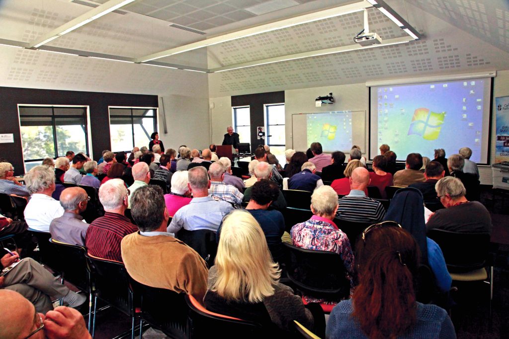 Prof Francis J Moloney delivering a lecture at the Centre for Faith Enrichment. Photo: Supplied