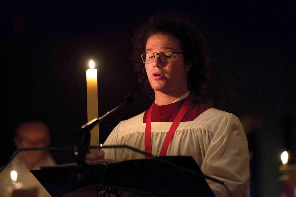 Joshua Adams prepares to sing at the 2016 Easter Sunday Mass. Photo: Ron Tan