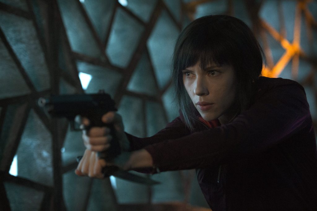 Scarlett Johansson stars in a scene from the movie Ghost in the Shell. Photo: CNS/Paramount Pictures