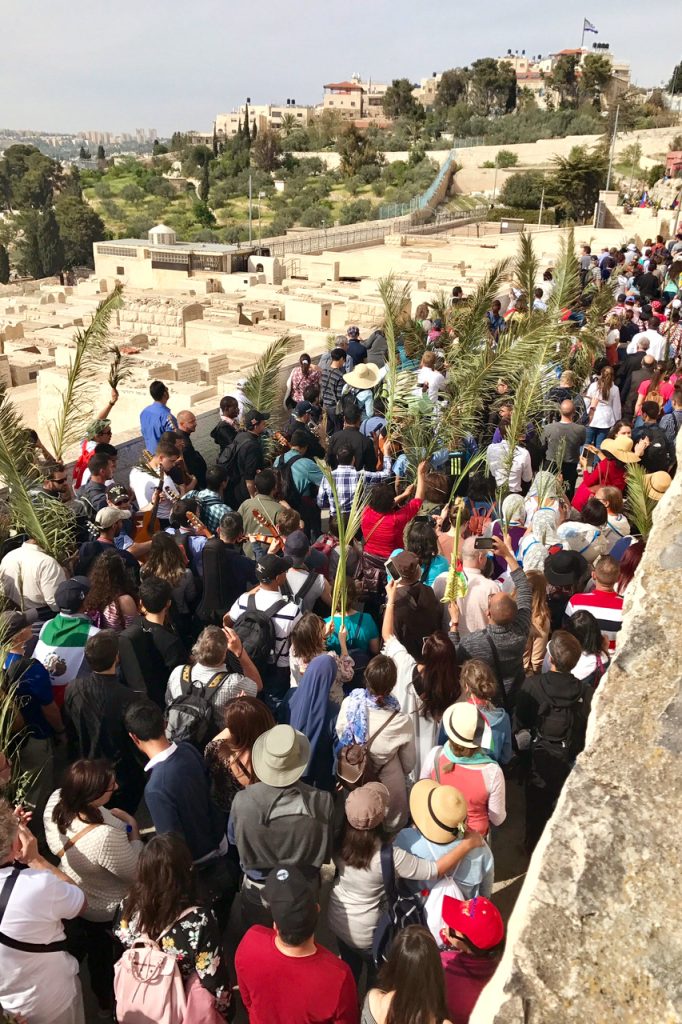 The Palm Sunday Procession at the Mount of Olives. Photo: Gemma Thompson