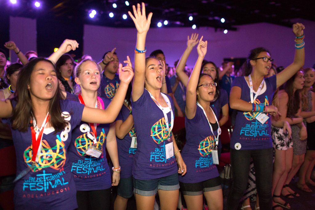 Perth youth at the 2015 Australian Catholic Youth Festival. Young people across Australia have this week been called to share their views about life, faith, and their experience of Church through an online survey published by the Australian Catholic Bishops. Photo: Daniel Hopper.